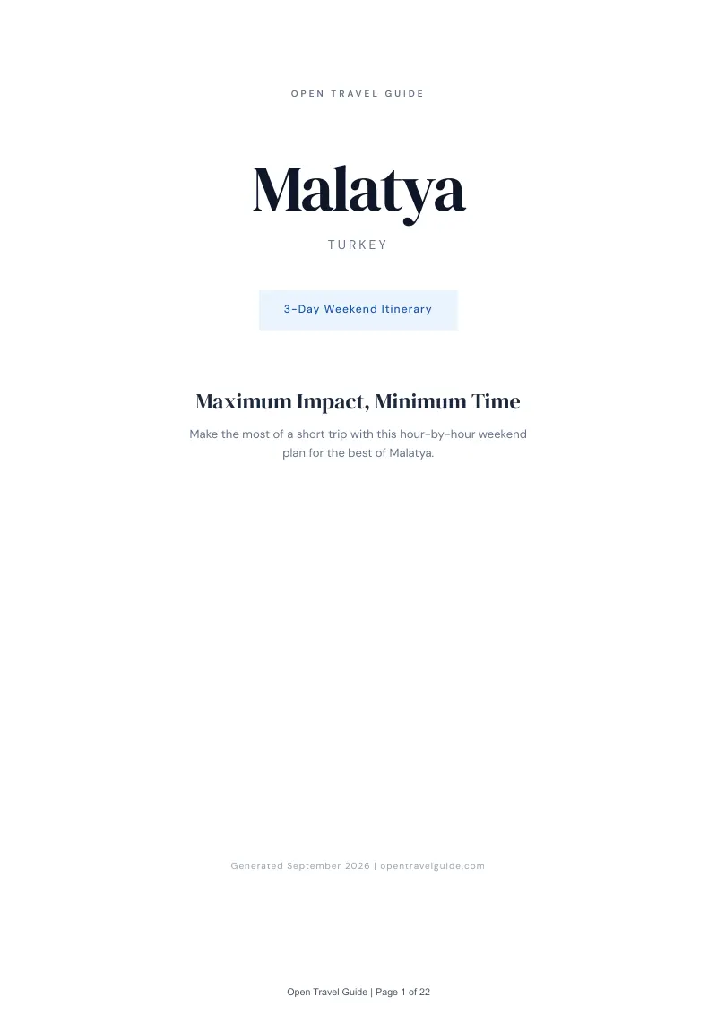 Malatya Complete Travel Bundle: 3-day itinerary · Cover