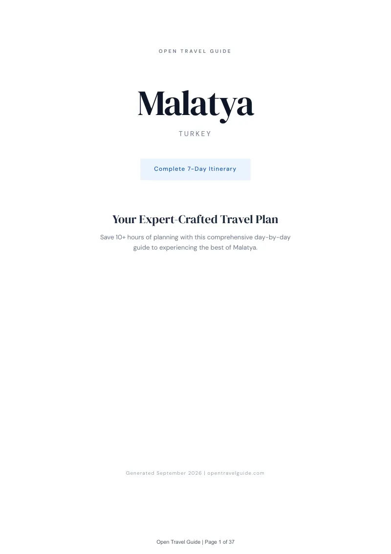 Malatya Complete Travel Bundle: 7-day itinerary · Cover