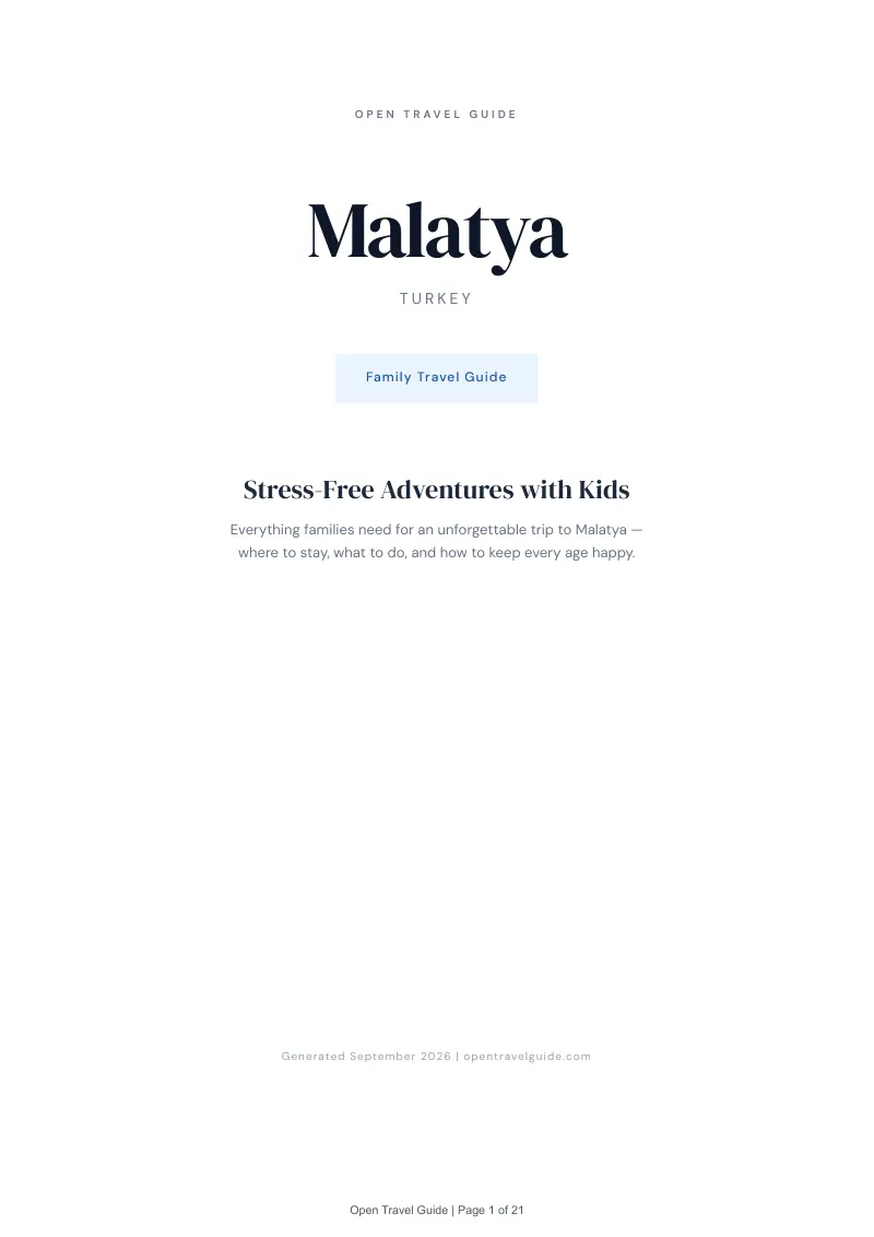 Malatya Complete Travel Bundle: Family guide · Cover