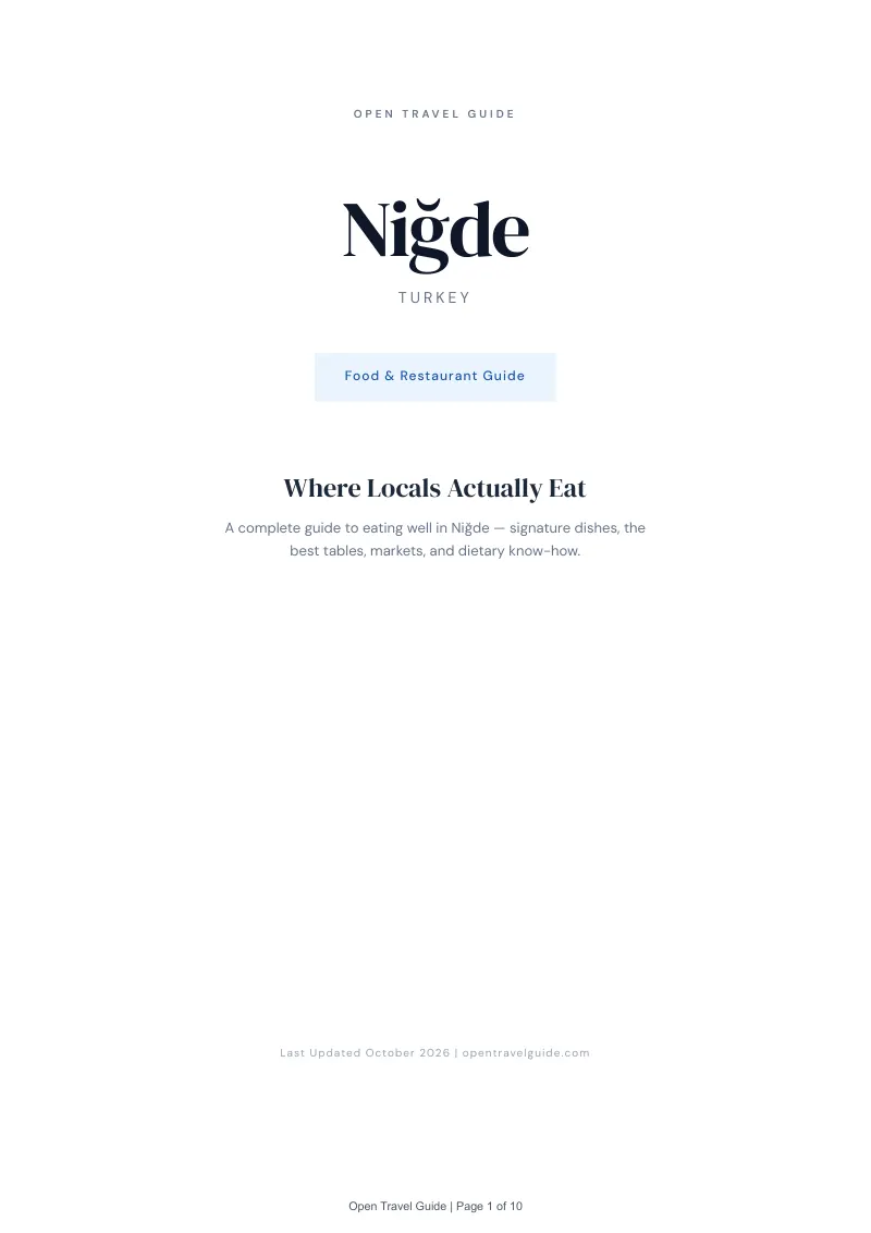 Niğde Food & Restaurant Guide: Cover
