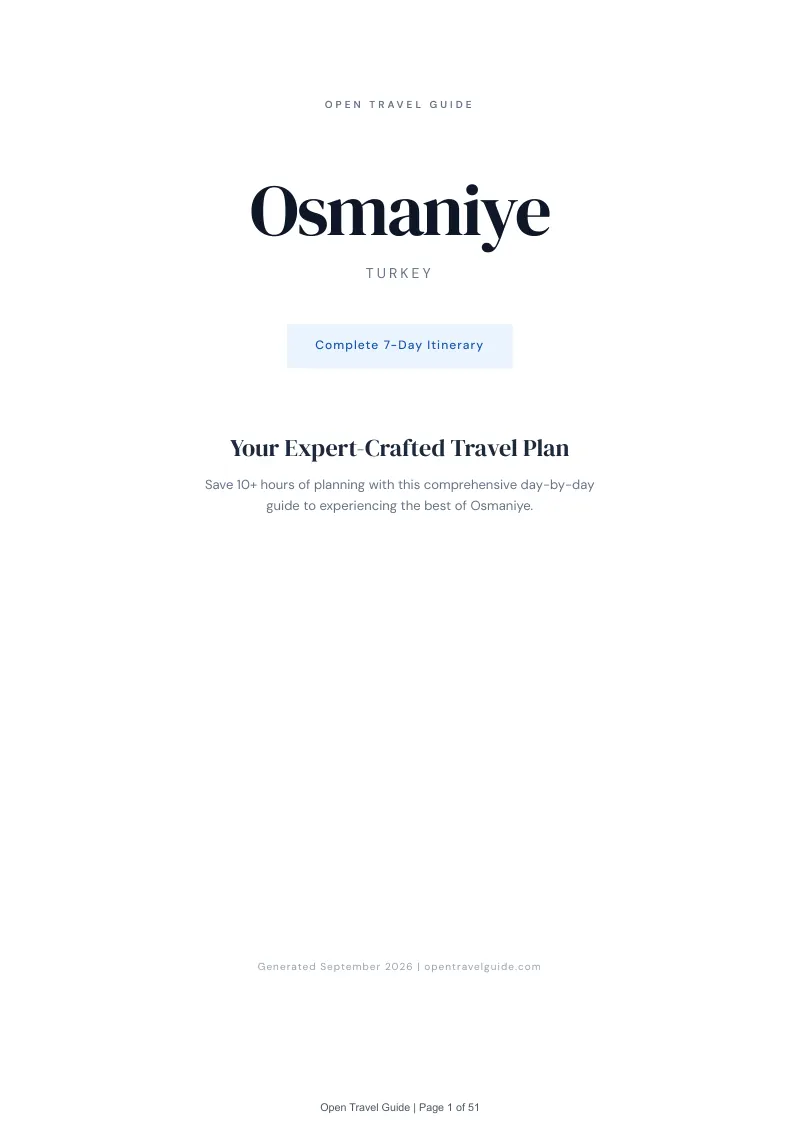 Osmaniye Complete Travel Bundle: 7-day itinerary · Cover