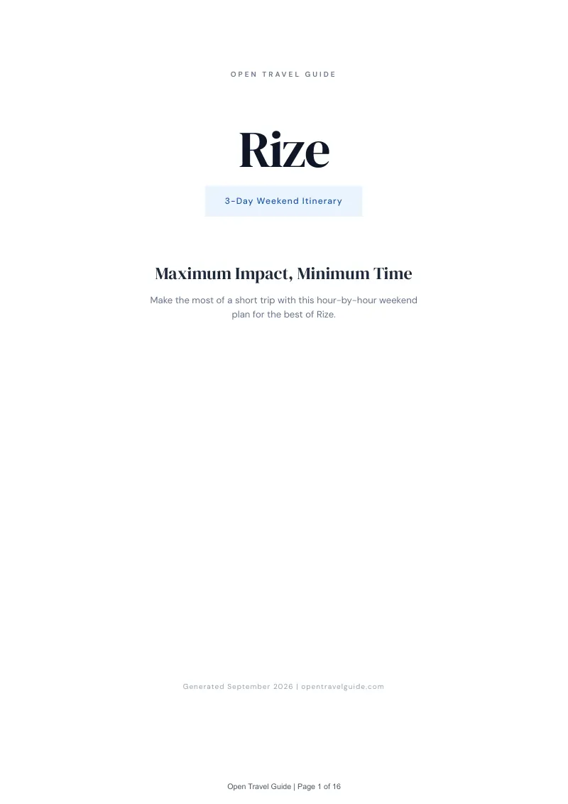 Rize Complete Travel Bundle: 3-day itinerary · Cover