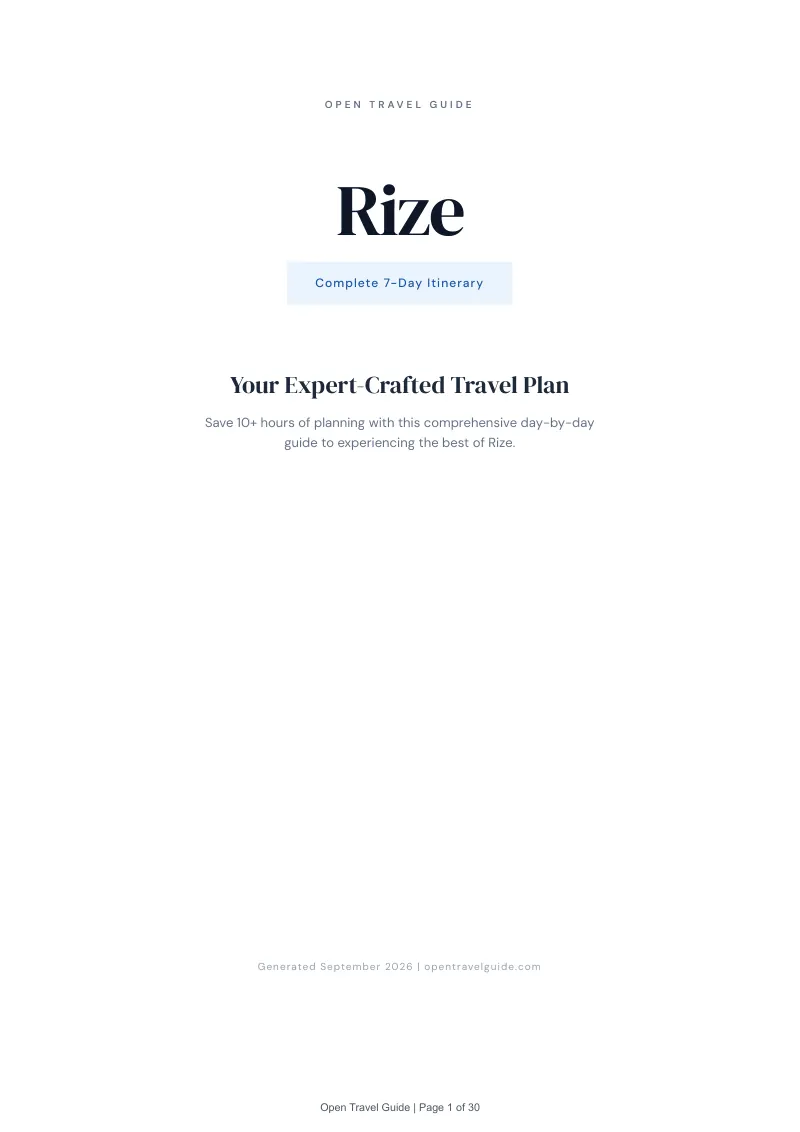 Rize Complete Travel Bundle: 7-day itinerary · Cover