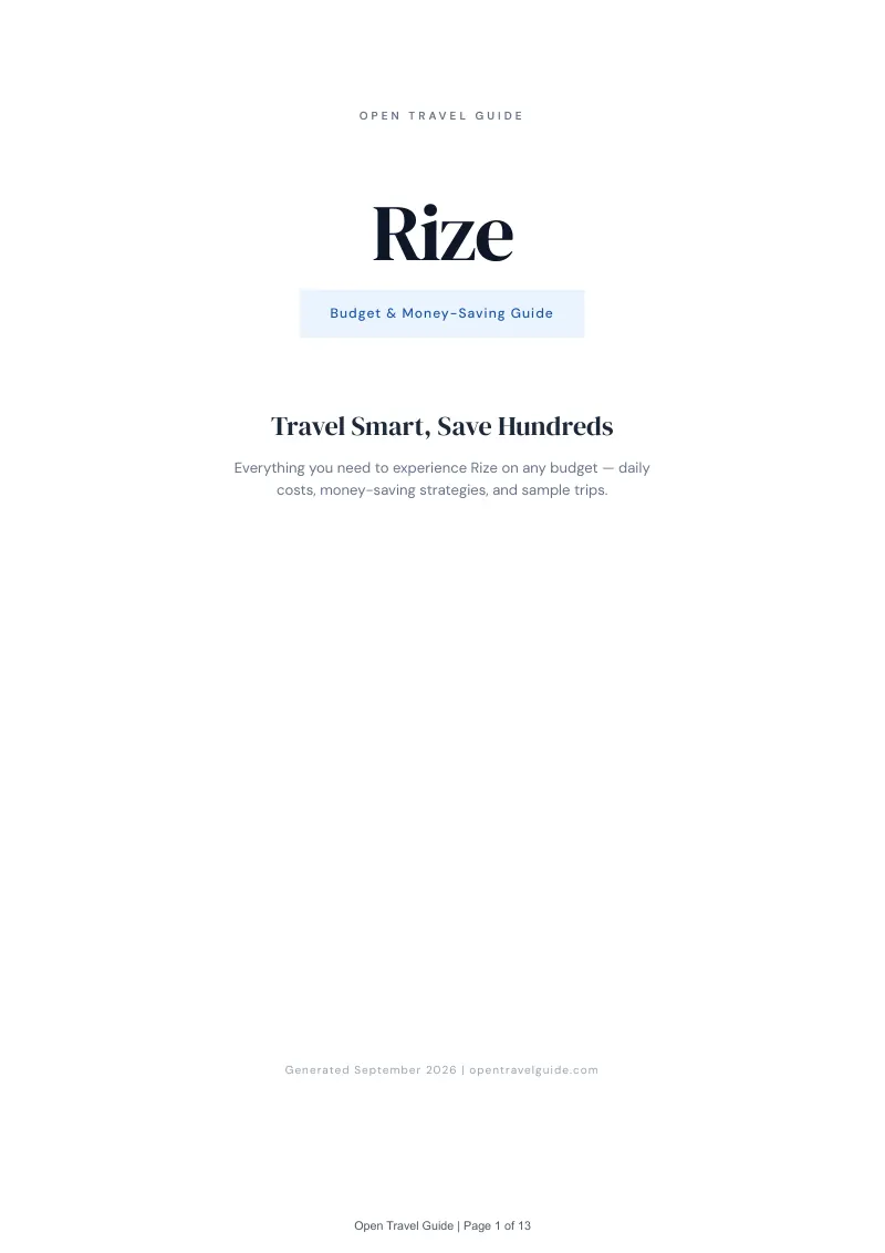 Rize Complete Travel Bundle: Budget guide · Cover