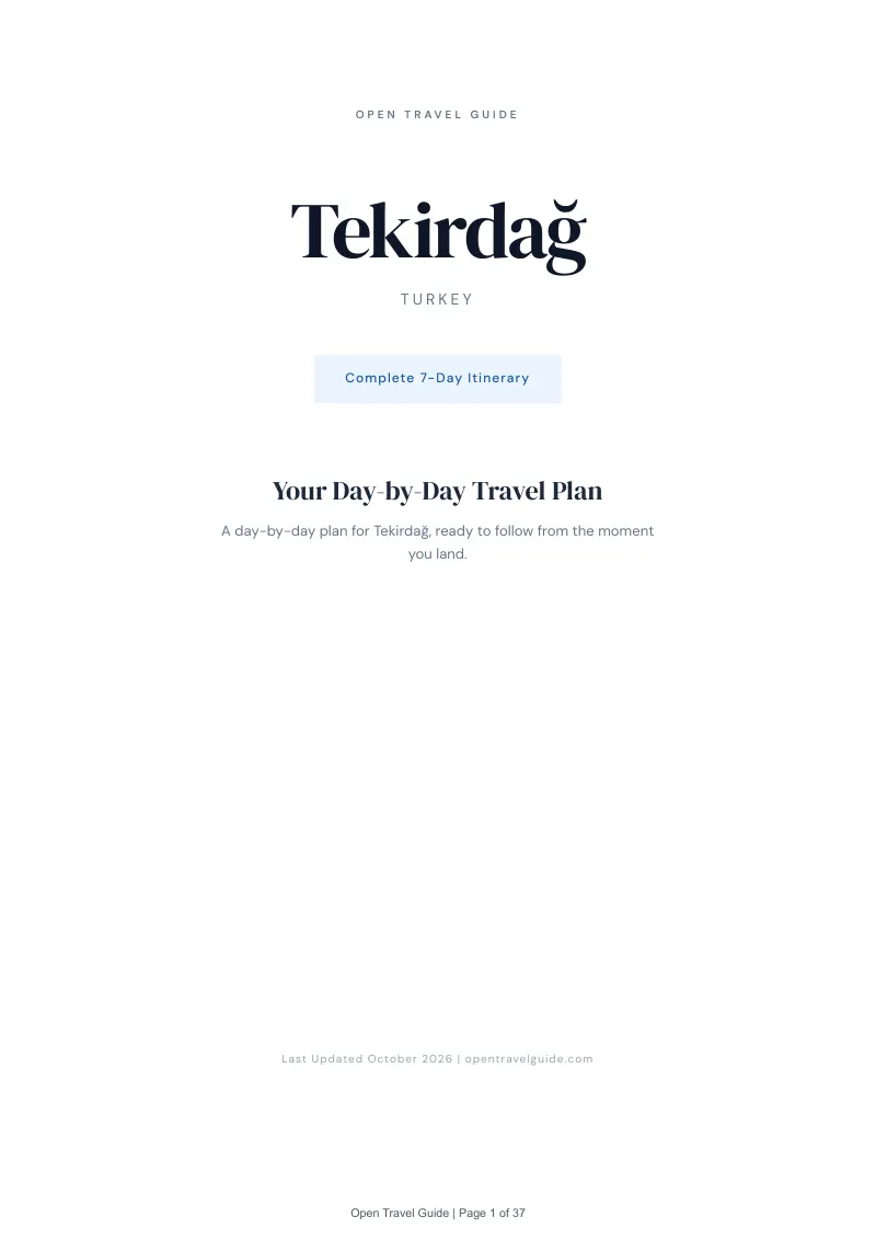 Tekirdağ 7-Day Itinerary: Cover