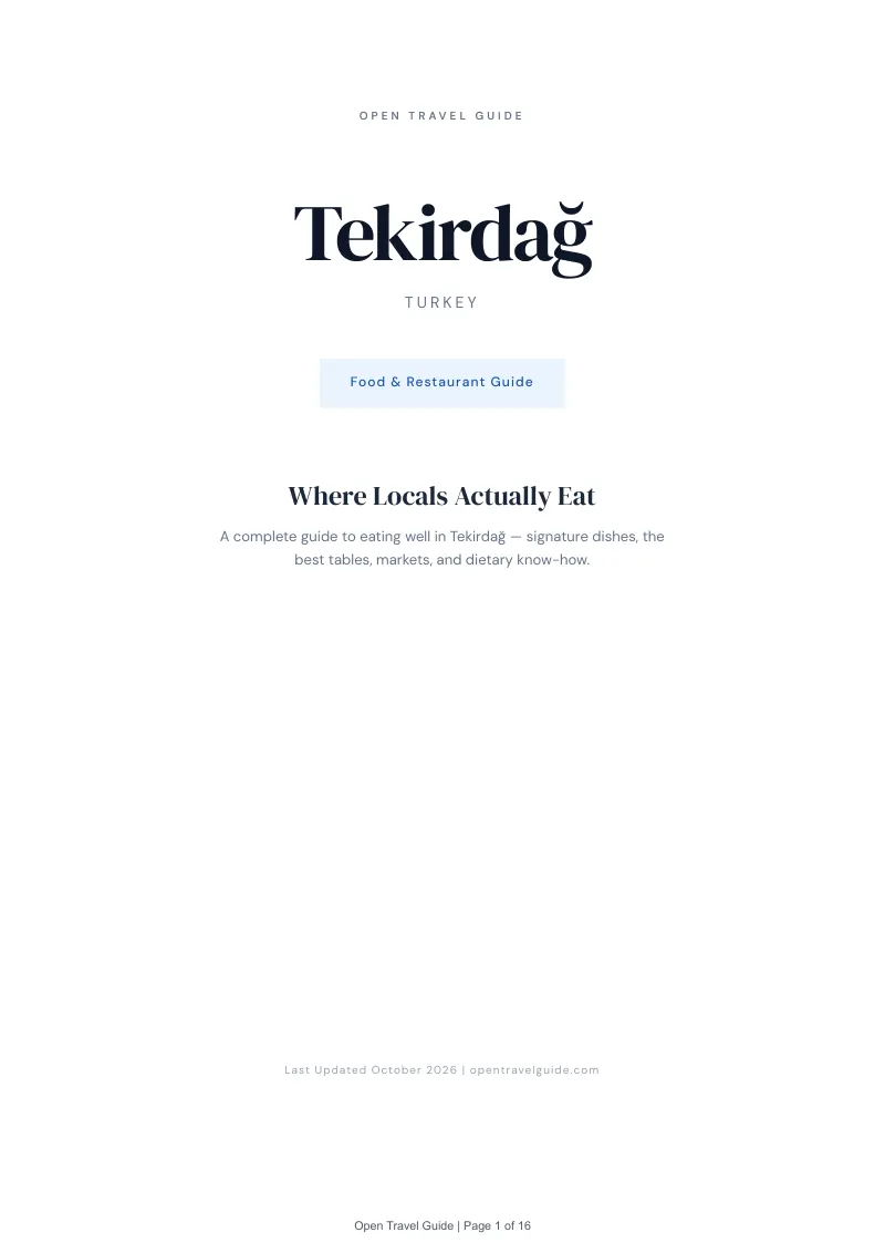 Tekirdağ Food & Restaurant Guide: Cover