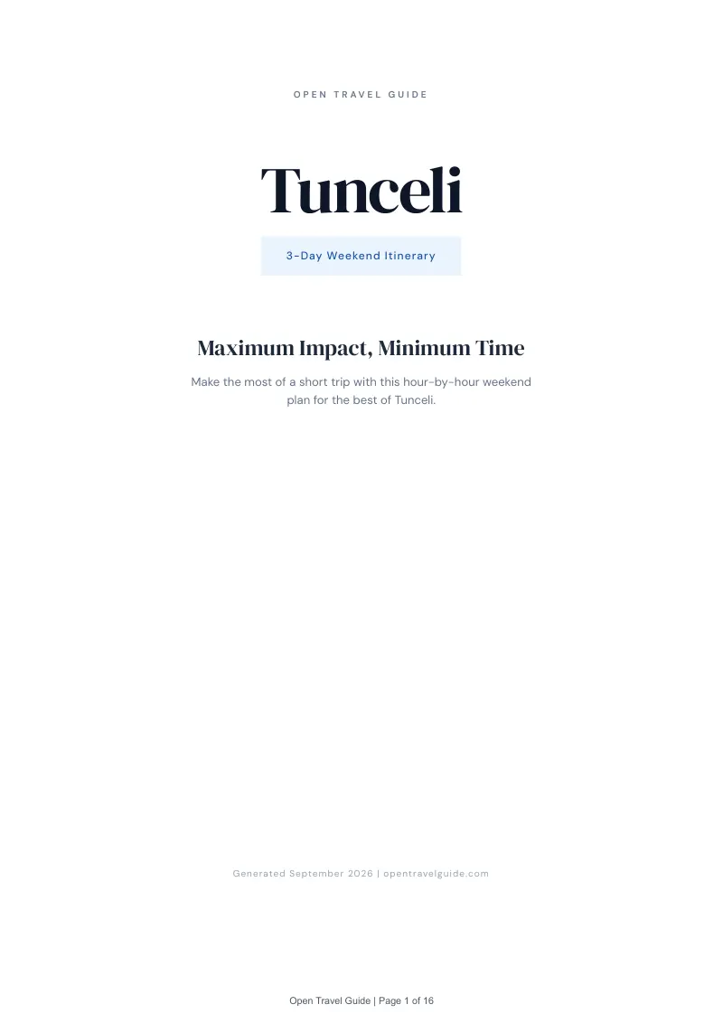 Tunceli Complete Travel Bundle: 3-day itinerary · Cover