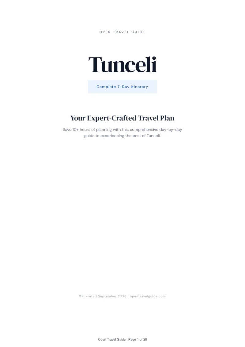 Tunceli Complete Travel Bundle: 7-day itinerary · Cover