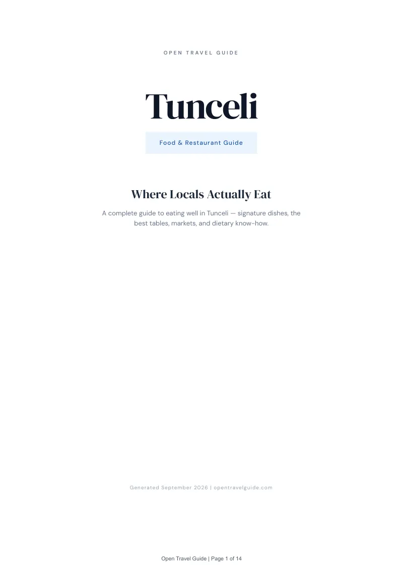 Tunceli Complete Travel Bundle: Food guide · Cover