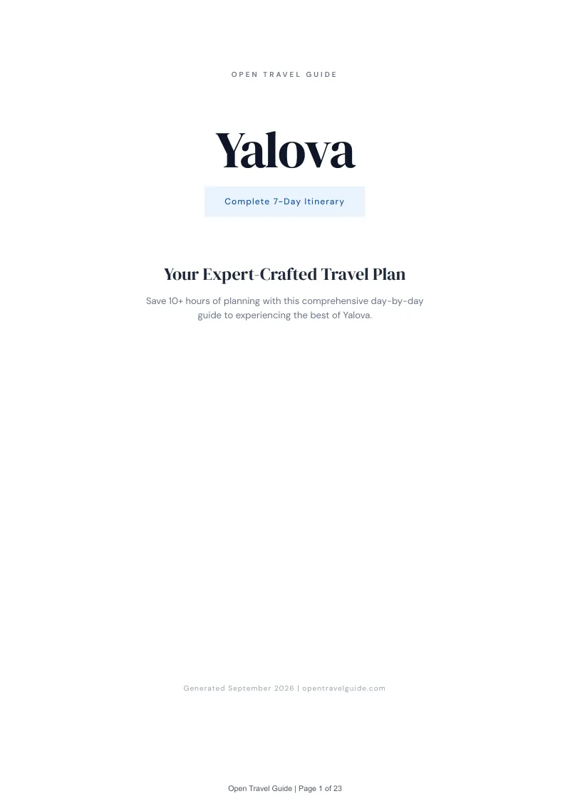 Yalova Complete Travel Bundle: 7-day itinerary · Cover