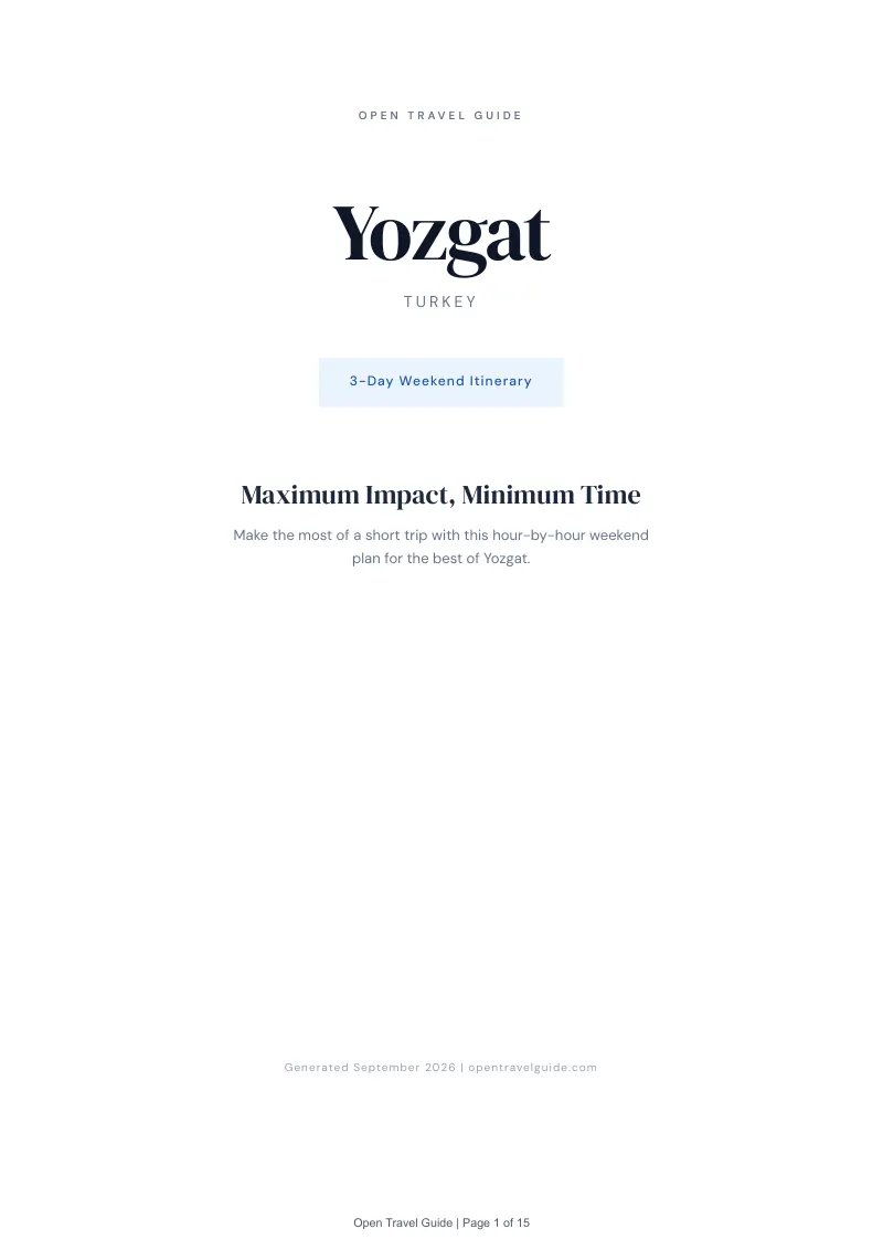 Yozgat Complete Travel Bundle: 3-day itinerary · Cover