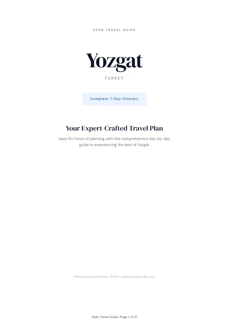 Yozgat Complete Travel Bundle: 7-day itinerary · Cover