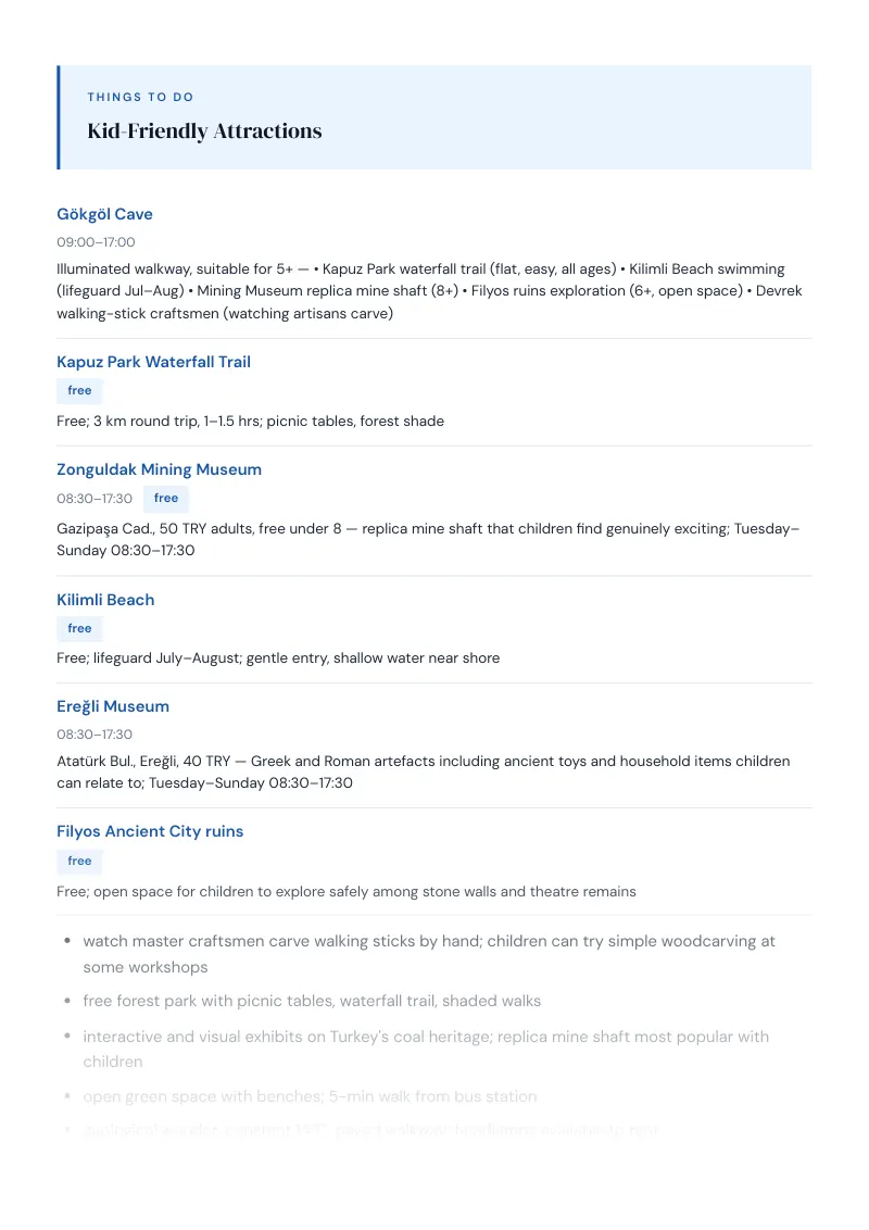 Zonguldak Complete Travel Bundle: Family guide · Kid-Friendly Attractions