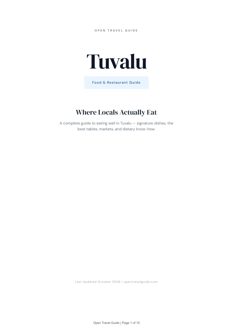 Tuvalu Food & Restaurant Guide: Cover