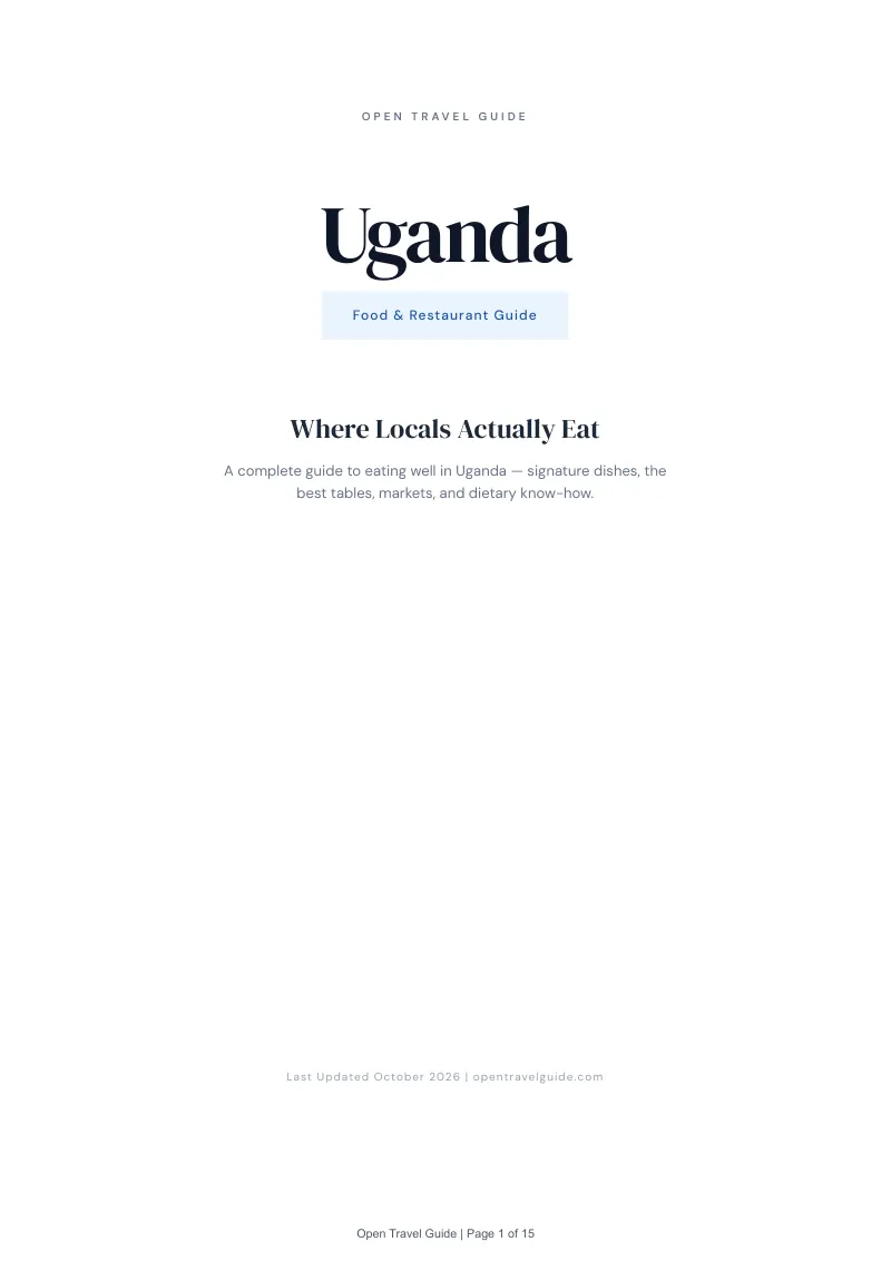Uganda Food & Restaurant Guide: Cover