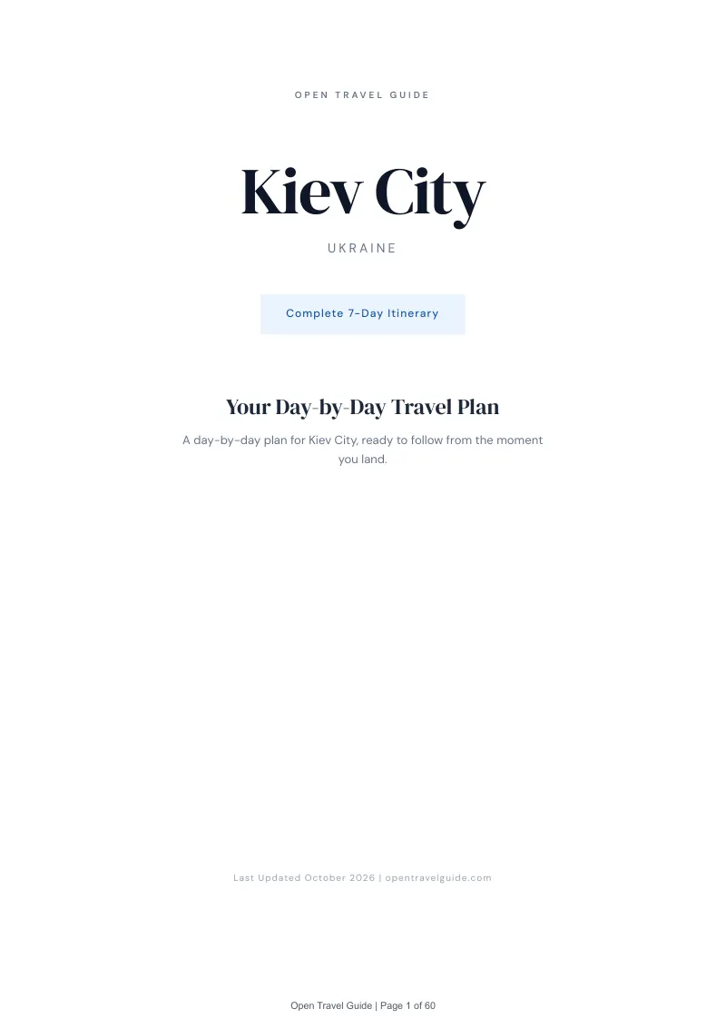 Kiev City 7-Day Itinerary: Cover