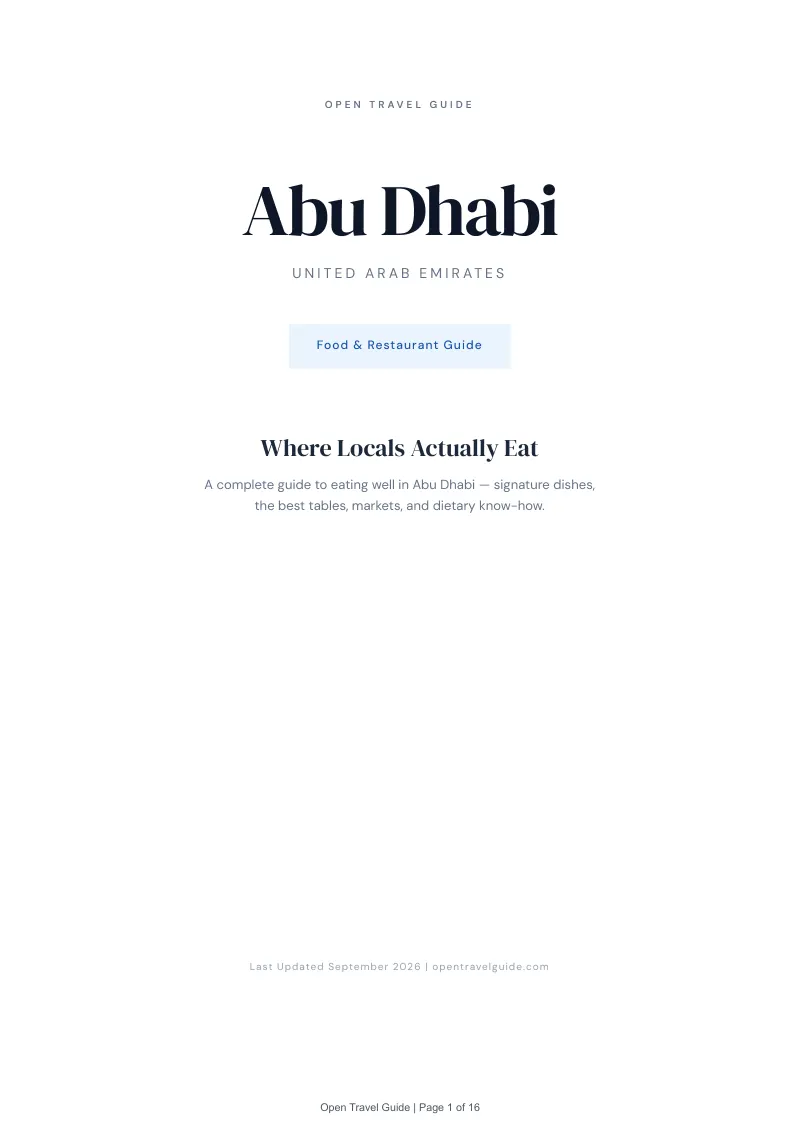 Abu Dhabi Complete Travel Bundle: Food guide · Cover