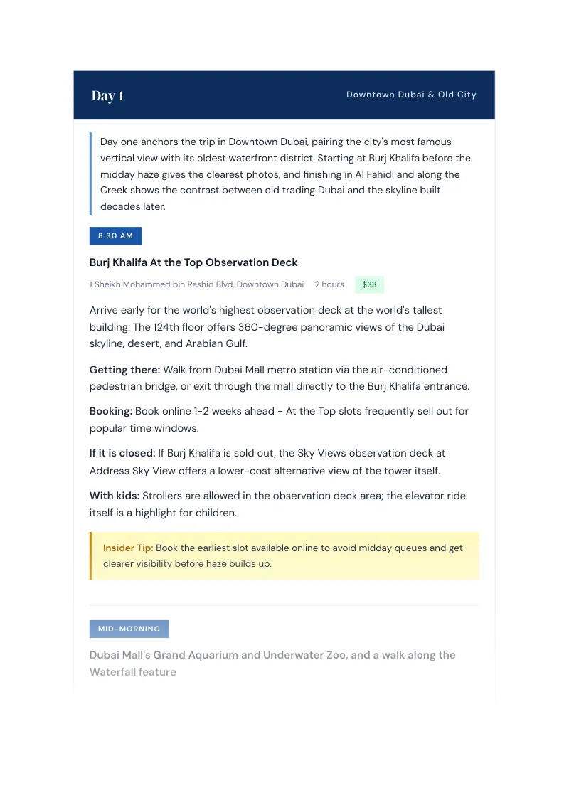 Dubai Complete Travel Bundle: 3-day itinerary · Day 1