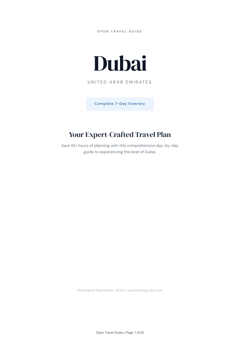 Dubai Complete Travel Bundle: 7-day itinerary · Cover