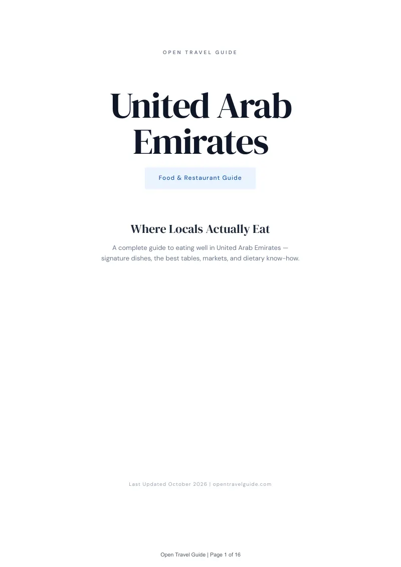 United Arab Emirates Food & Restaurant Guide: Cover
