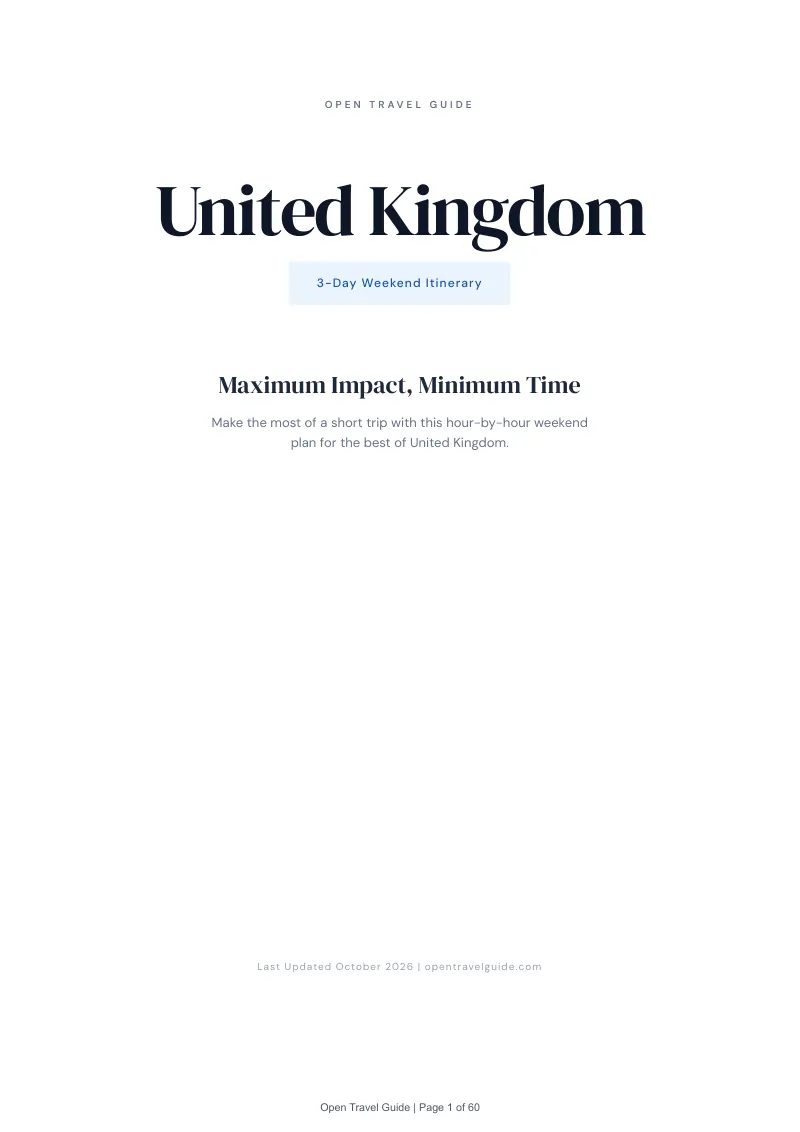 United Kingdom 3-Day Weekend Itinerary: Cover