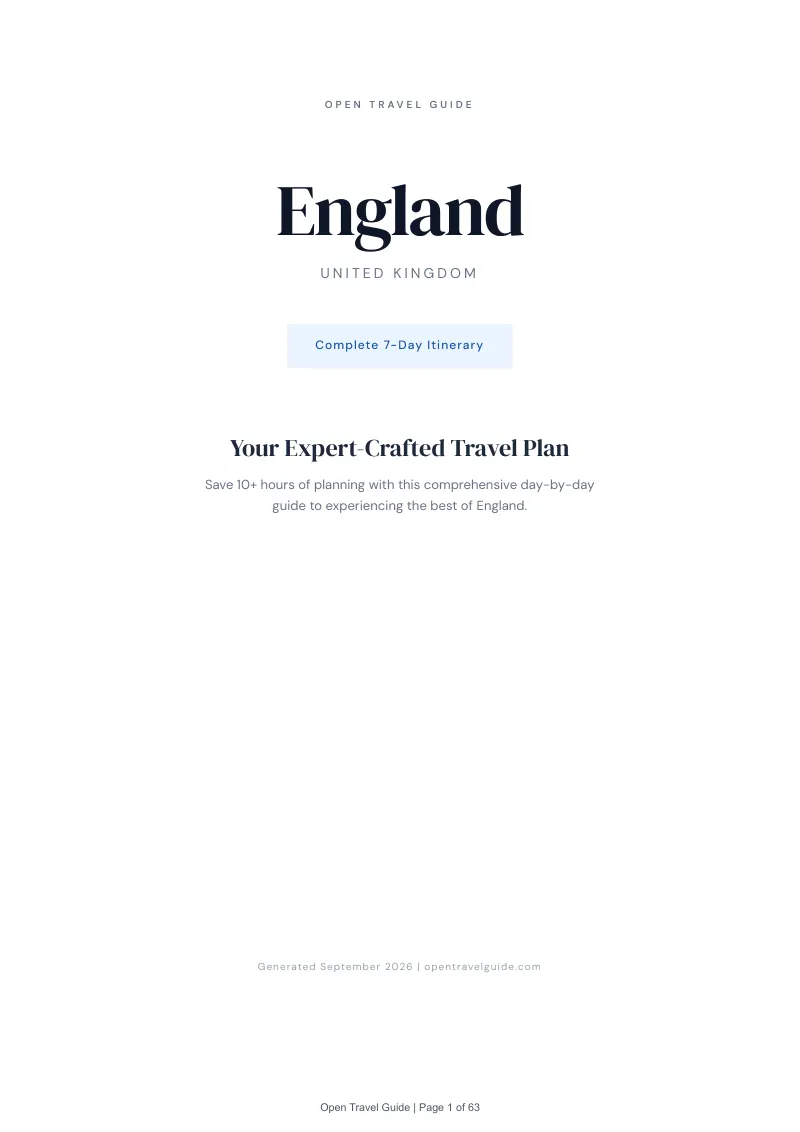 England Complete Travel Bundle: 7-day itinerary · Cover