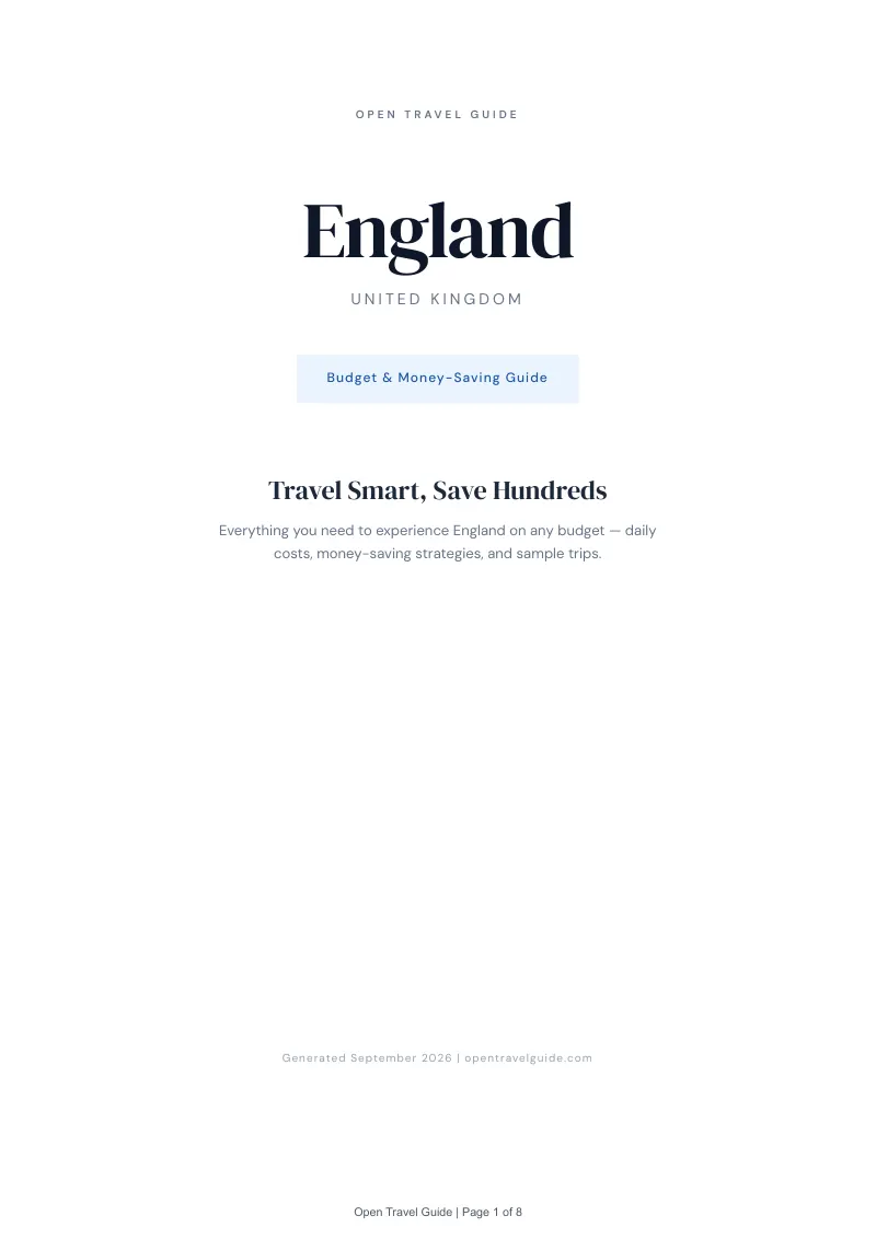 England Complete Travel Bundle: Budget guide · Cover