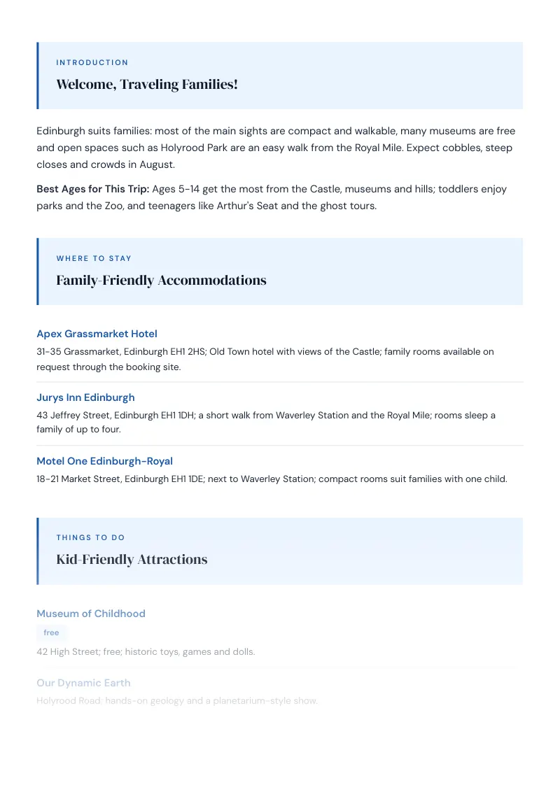 Edinburgh Complete Travel Bundle: Family guide · Kid-Friendly Attractions