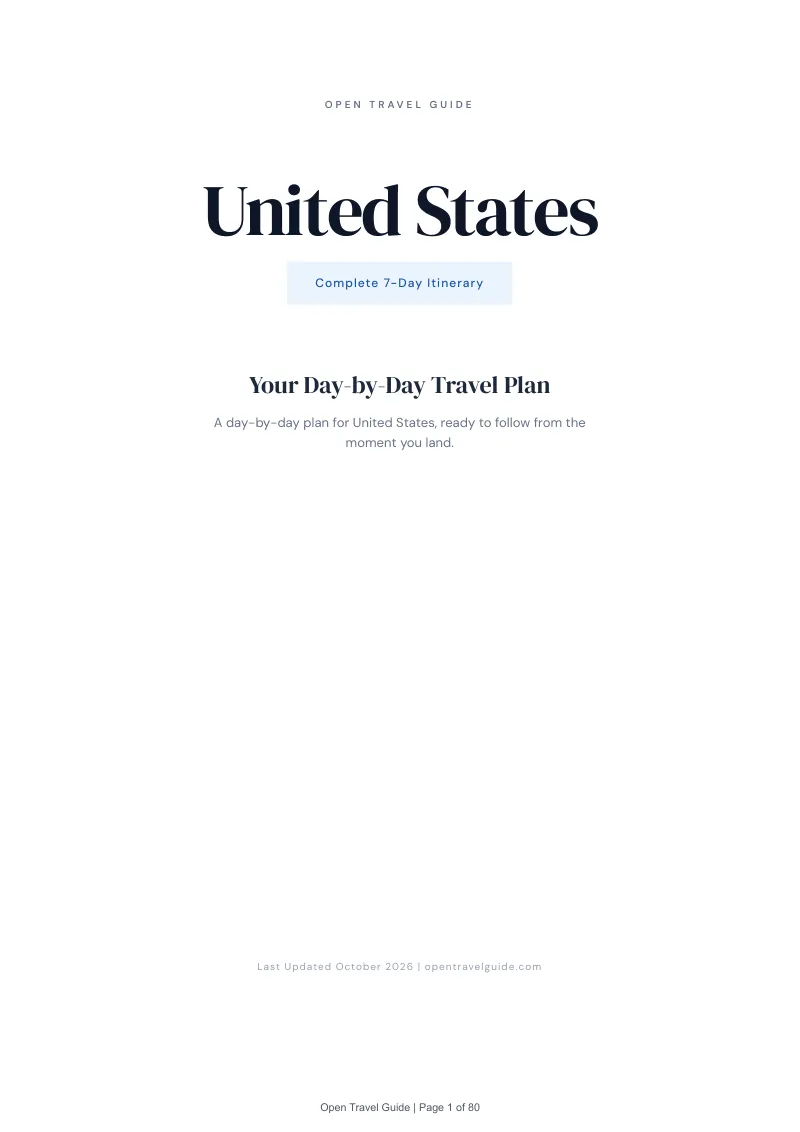 United States 7-Day Itinerary: Cover