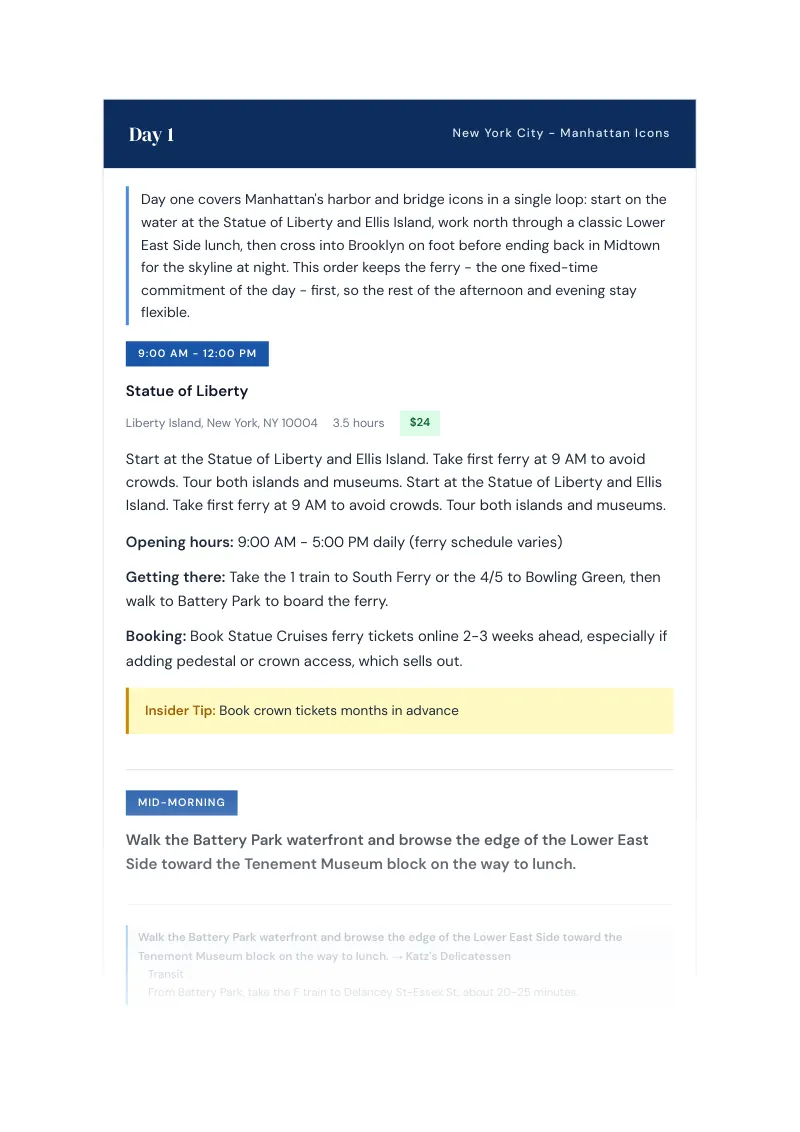 United States 7-Day Itinerary: Day 1