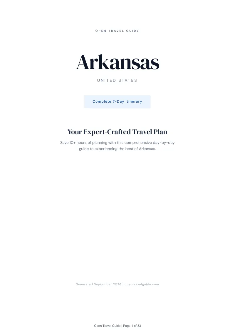 Arkansas Complete Travel Bundle: 7-day itinerary · Cover