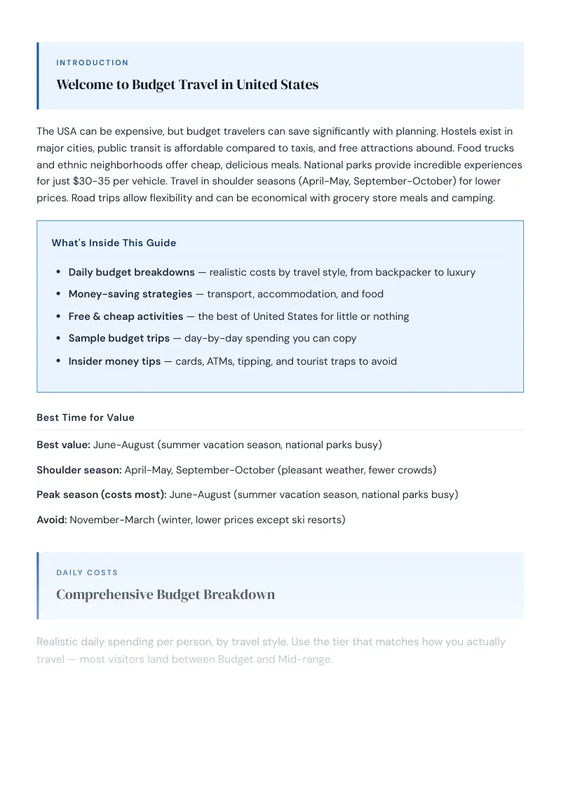 United States Budget & Money-Saving Guide: Comprehensive Budget Breakdown