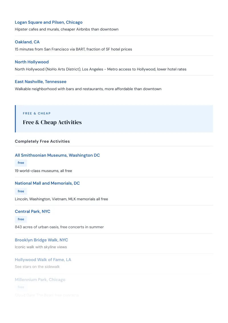 United States Budget & Money-Saving Guide: Free & Cheap Activities