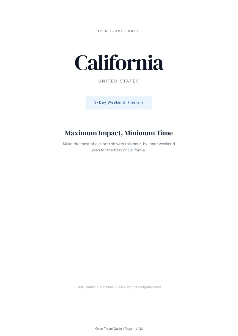 California 3-Day Weekend Itinerary: Cover