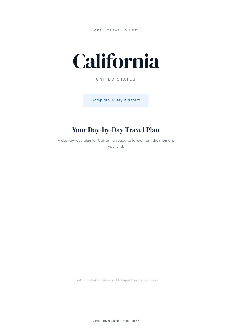 California 7-Day Itinerary: Cover