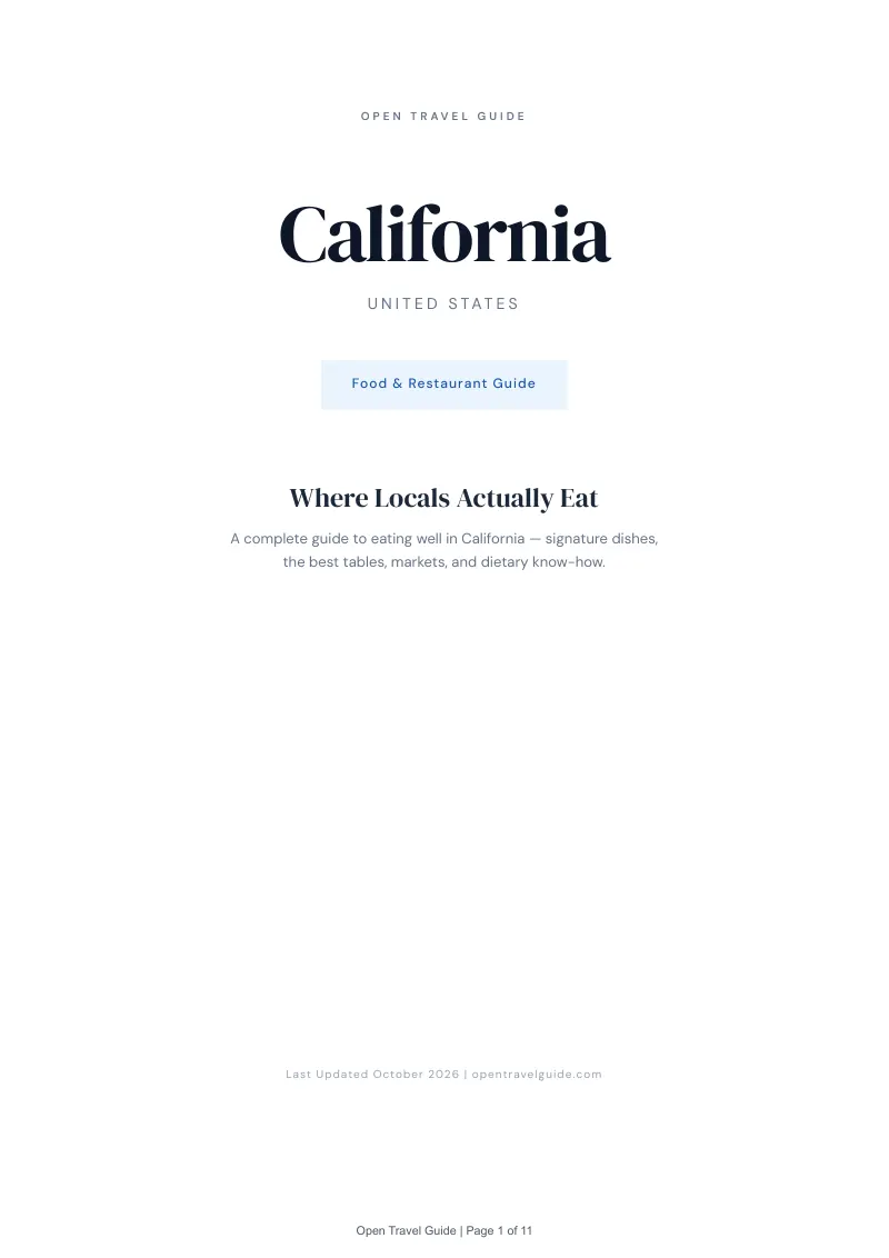 California Food & Restaurant Guide: Cover