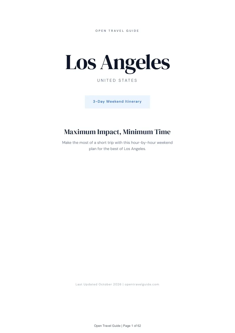 Los Angeles 3-Day Weekend Itinerary: Cover