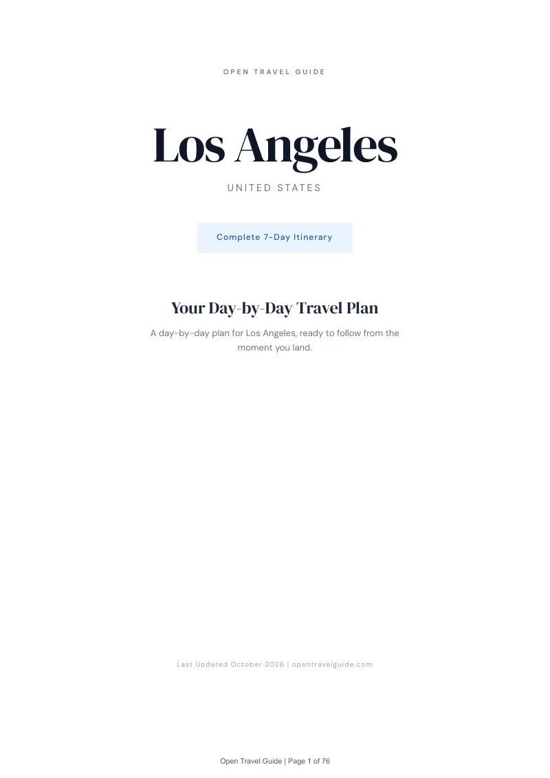 Los Angeles 7-Day Itinerary: Cover
