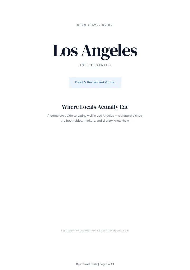 Los Angeles Food & Restaurant Guide: Cover