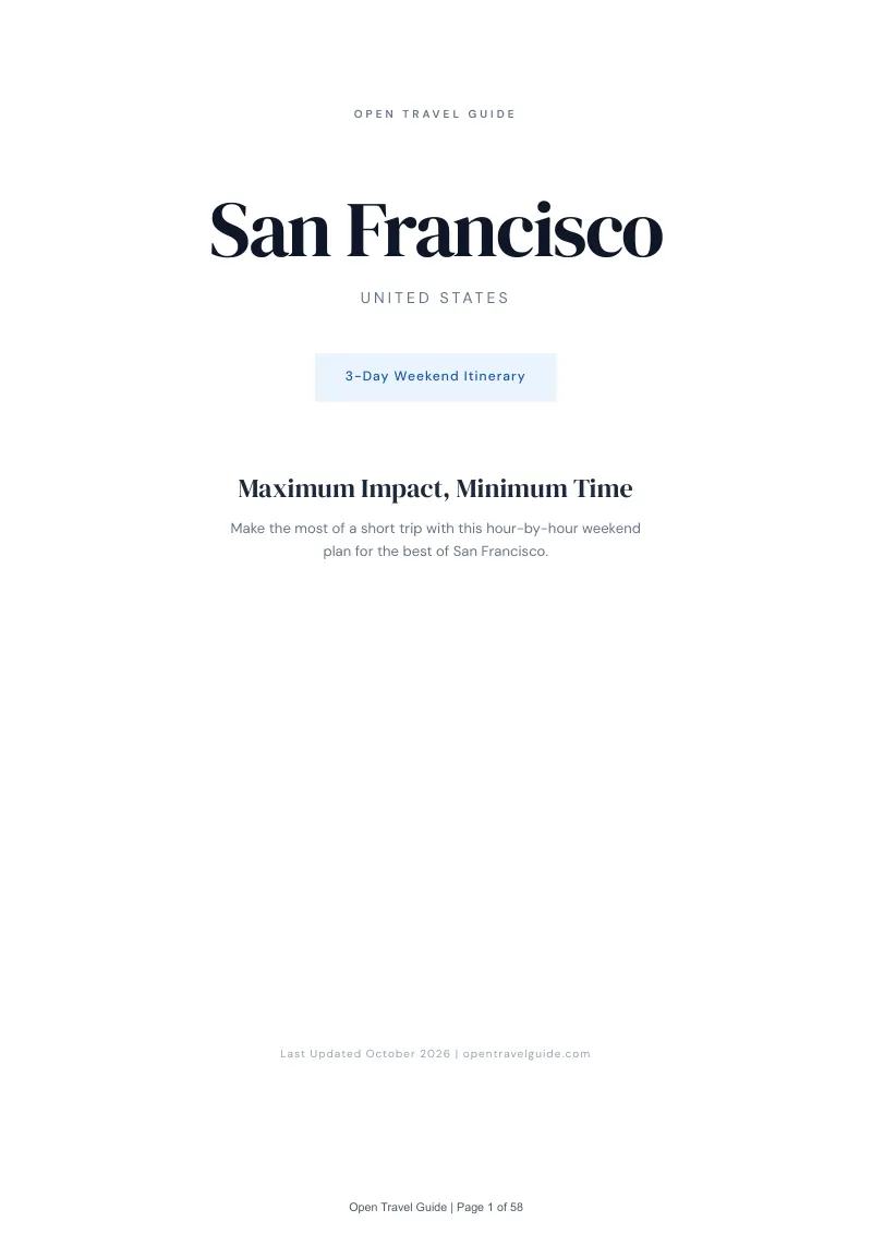 San Francisco 3-Day Weekend Itinerary: Cover