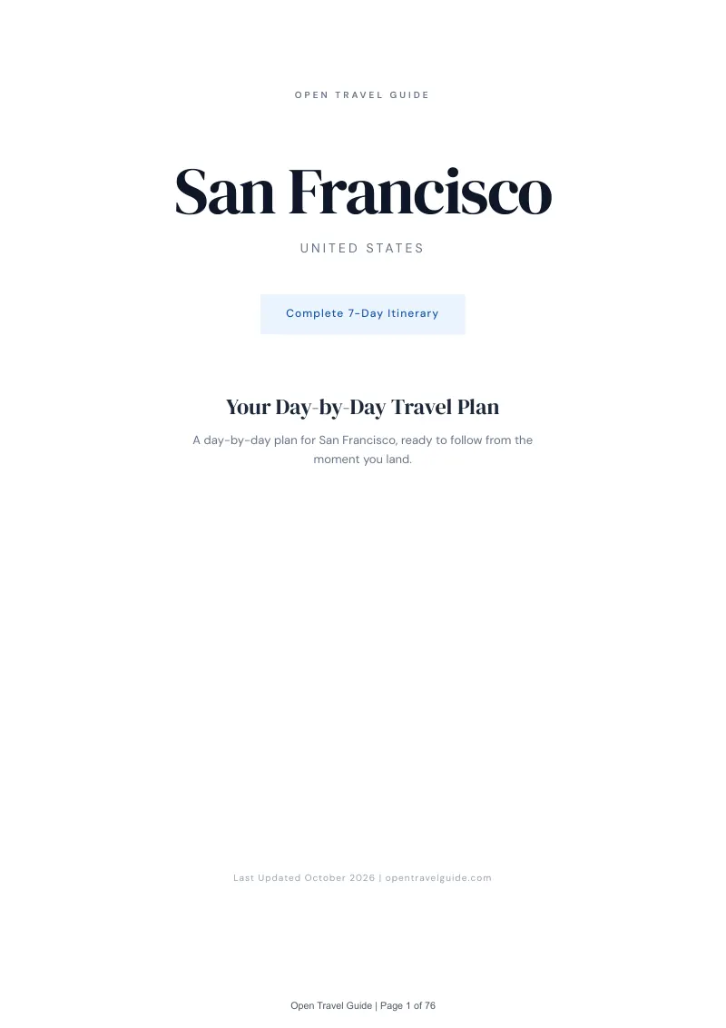 San Francisco 7-Day Itinerary: Cover