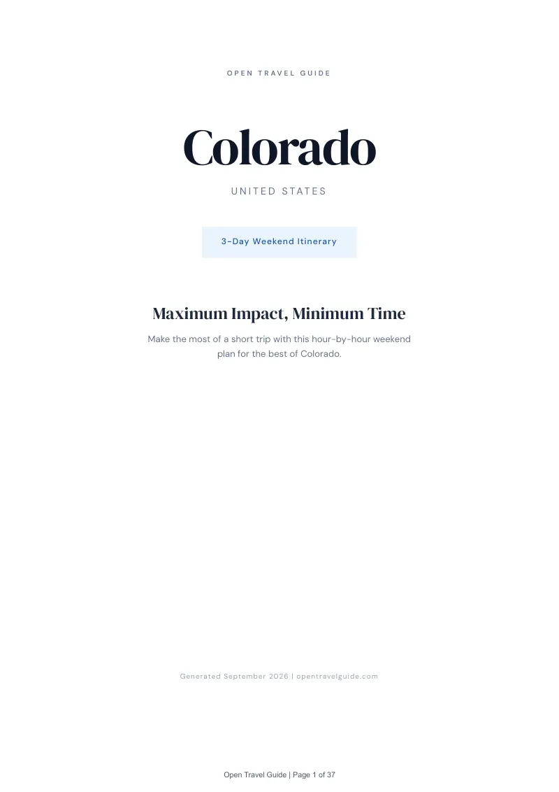 Colorado Complete Travel Bundle: 3-day itinerary · Cover