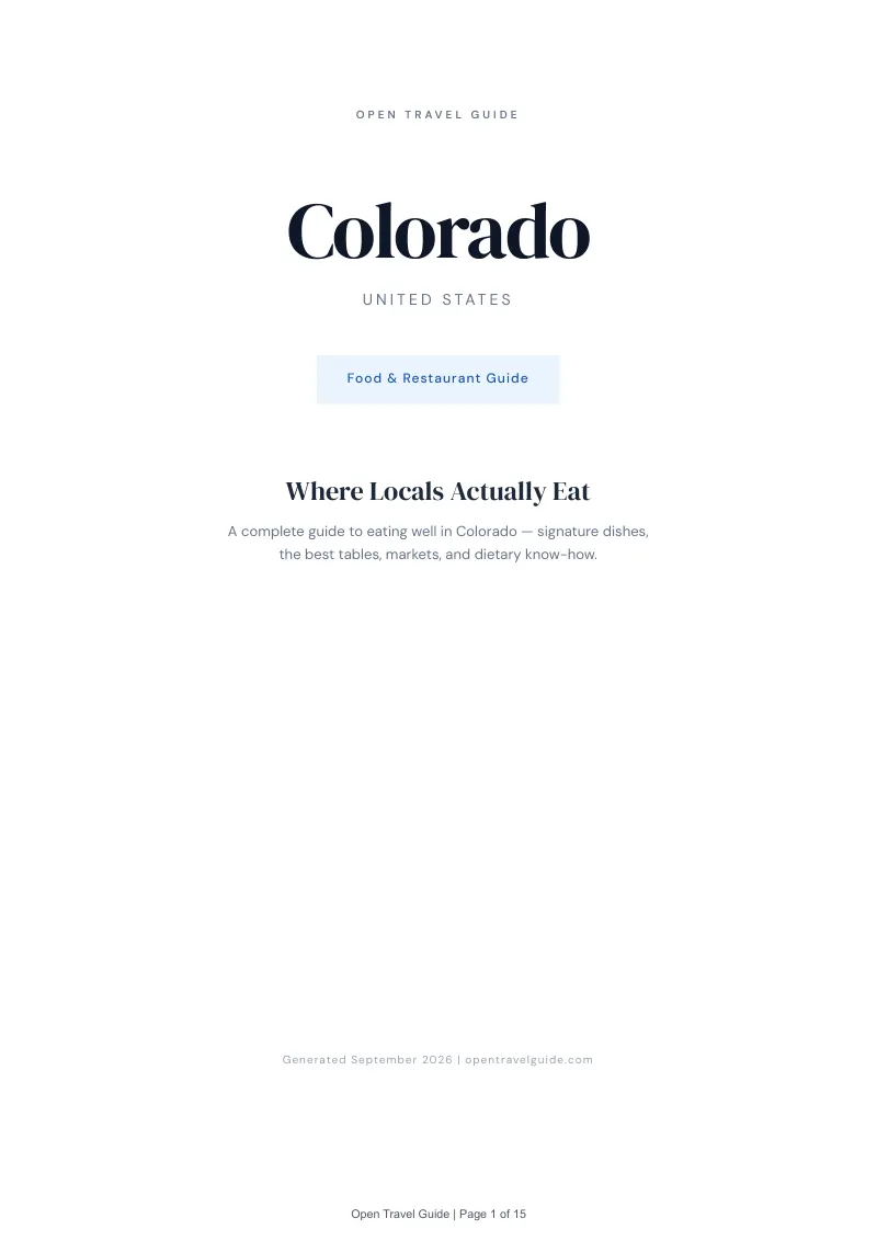 Colorado Complete Travel Bundle: Food guide · Cover