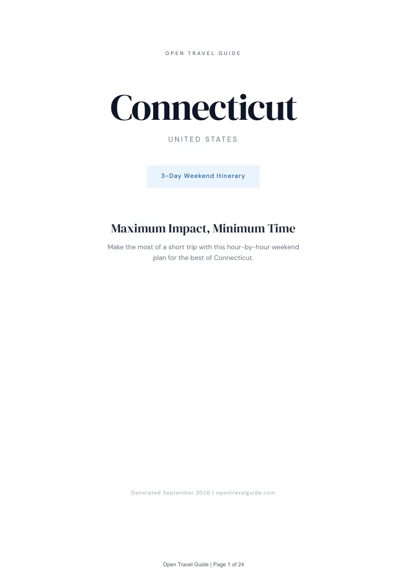 Connecticut Complete Travel Bundle: 3-day itinerary · Cover