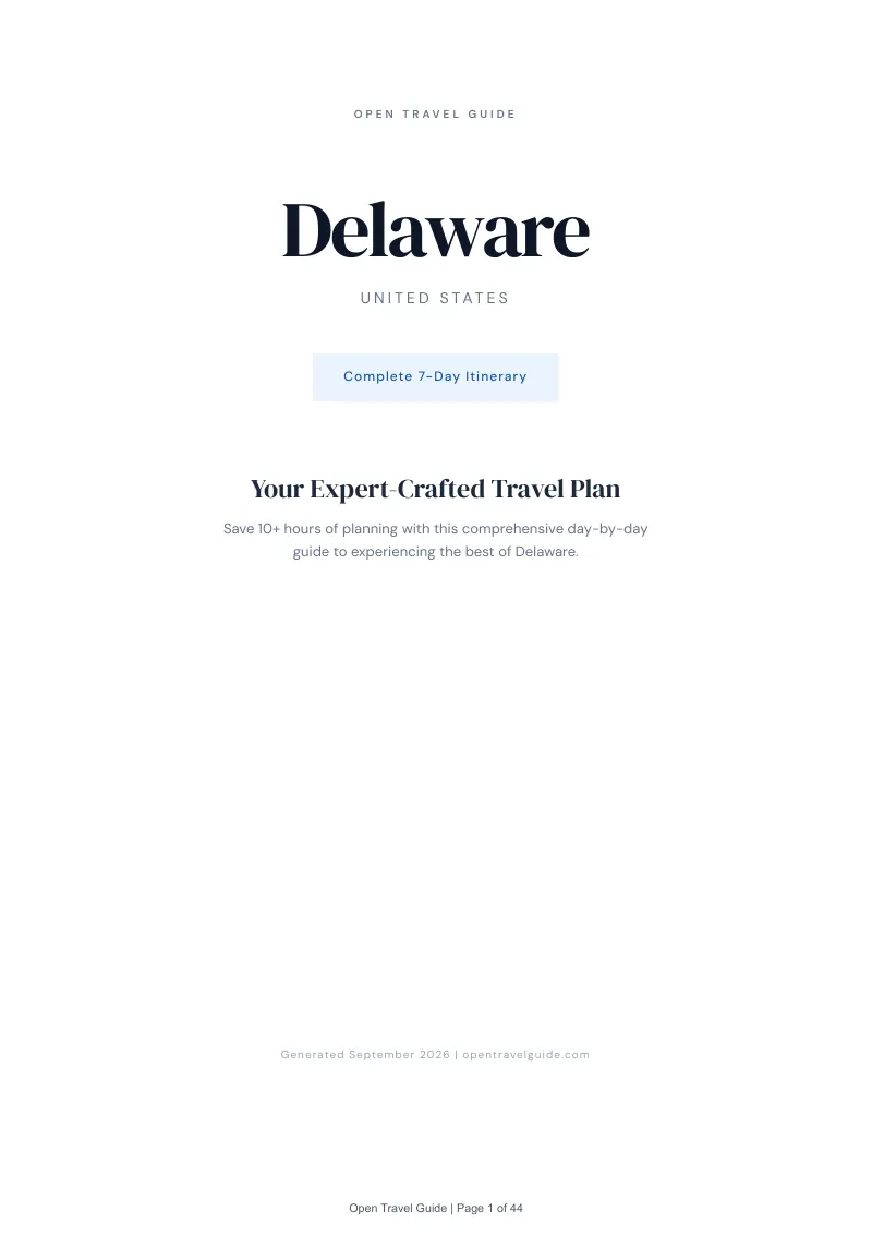 Delaware Complete Travel Bundle: 7-day itinerary · Cover