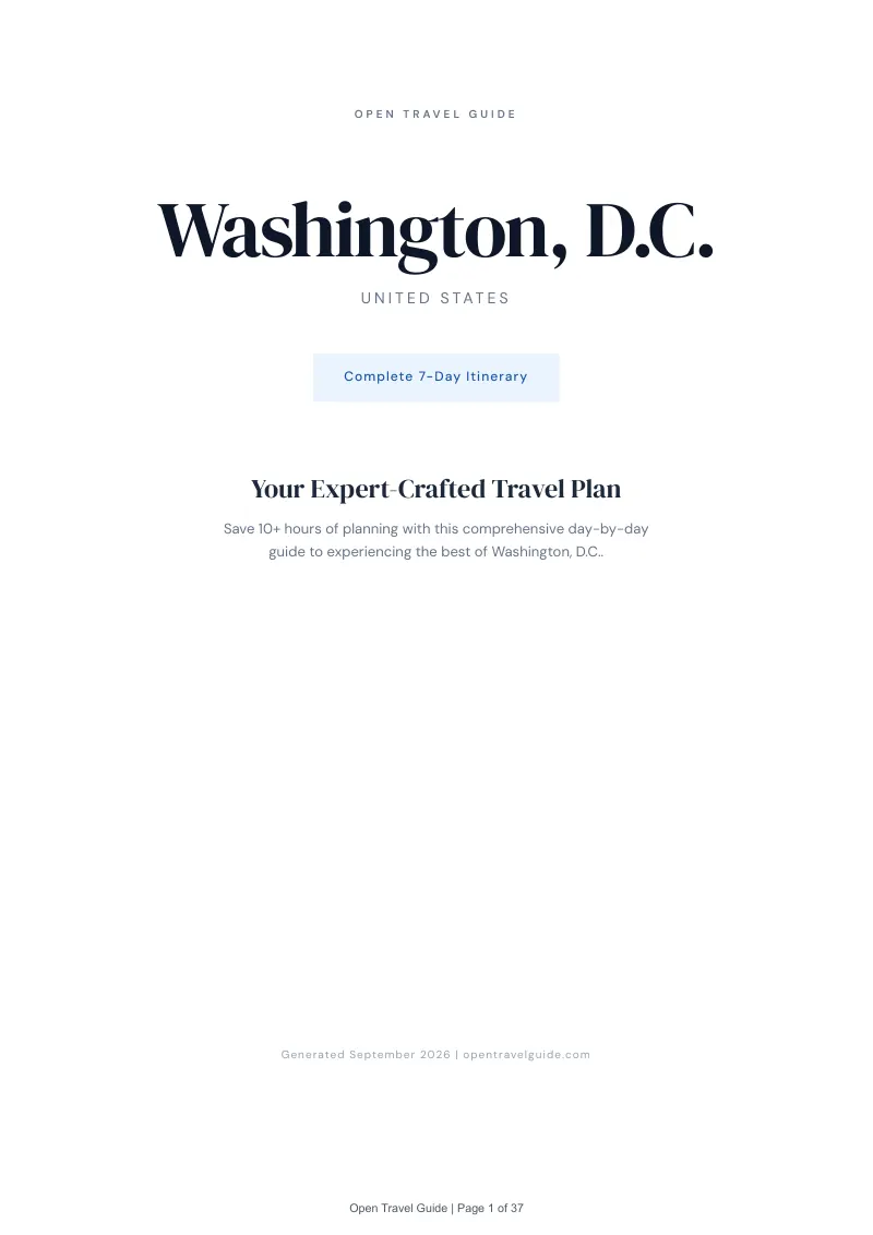District Of Columbia 7-Day Itinerary: Cover