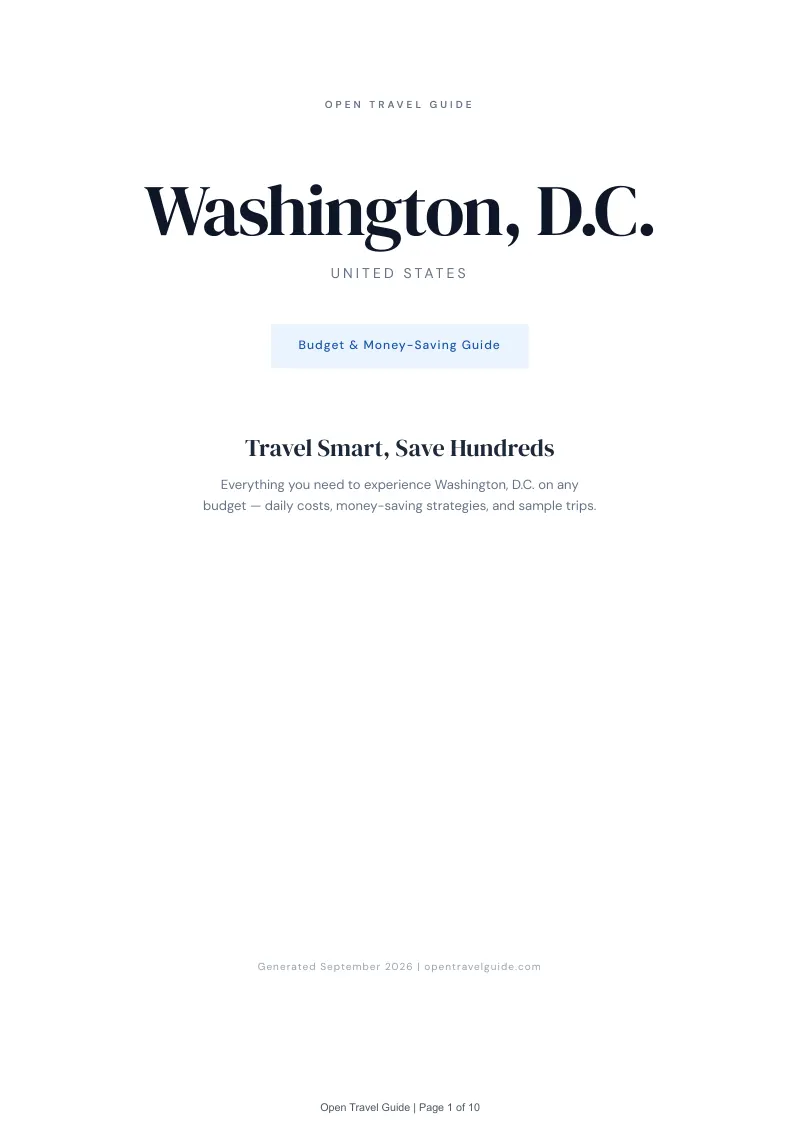 District Of Columbia Budget & Money-Saving Guide: Cover