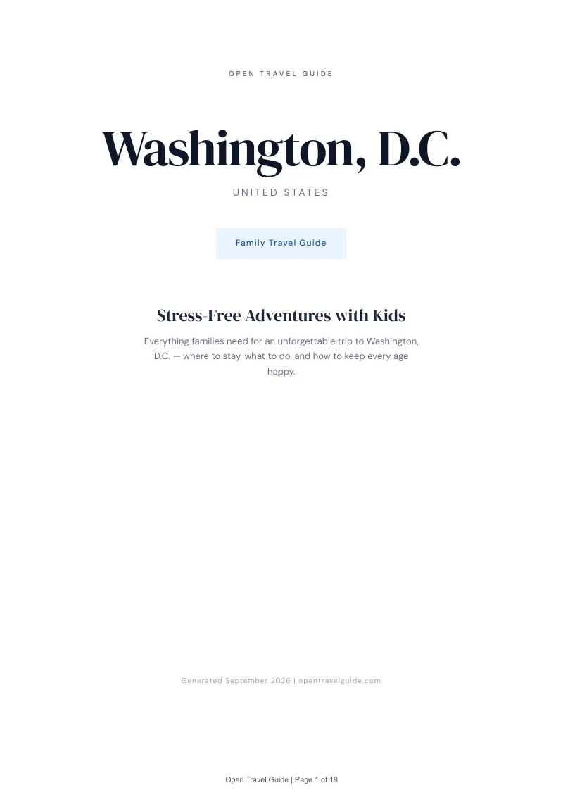 District Of Columbia Family Travel Guide: Cover