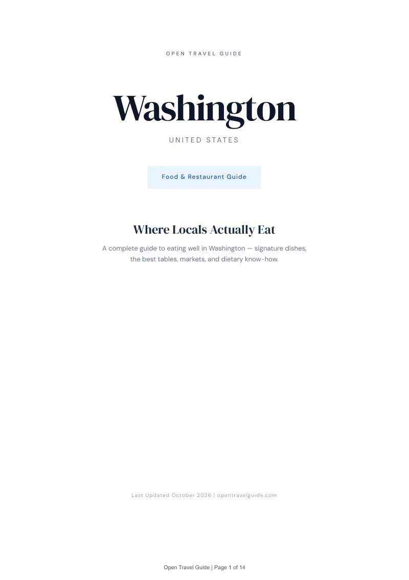Washington Food & Restaurant Guide: Cover