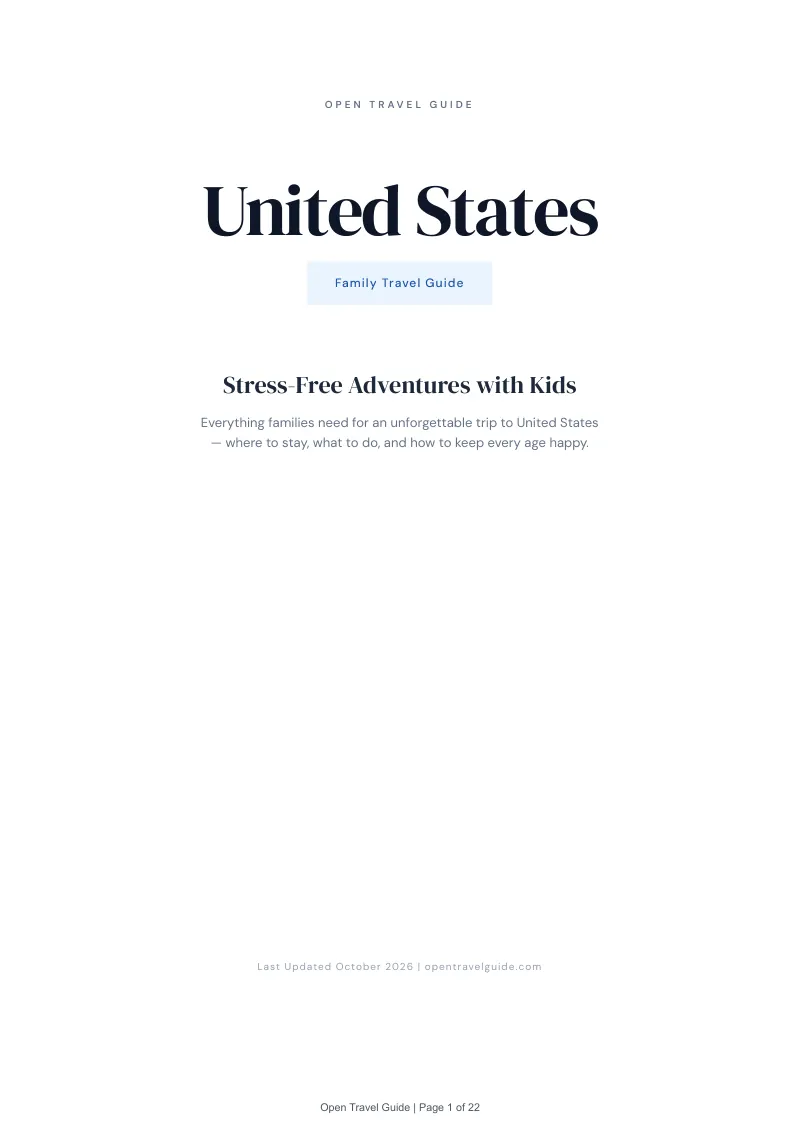 United States Family Travel Guide: Cover